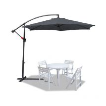 3m Parasol Parapluie Parasol de jardin Terrasse UV30+ Parasol de marché Gris