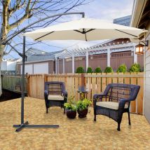 3m Parasol Parasol De Jardin Hydrofuge Parasol De Terrasse Uv30+ Avec Manivelle Balcon Parasol De Marché, Beige