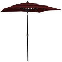Helloshop26 - Parasol à 3 niveau x avec mât en aluminium 2 x 2 m bordeaux