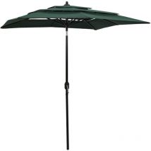 Parasol à 3 niveau x avec mât en aluminium 2 x 2 m vert