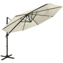 Parasol à 4 niveaux - Parasol déporté Parasol de Jardin avec mât en aluminium Sable 3x3 m BV448450 - BonneVie - Beige