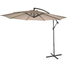 Parasol Acerra, parasol parasol, ø 3m inclinable, polyester/acier 11kg - sable-beige sans socle