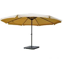 Parasol en aluminium Meran Pro, gastronomie, marché, avec volant, Ø 5m, crème avec pied