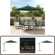 Parasol avec éclairage led 300 cm Poteau en métal Vert - Parasol Jardin - Parasol Suspendu - Parasol Led - Parasol Décoratif - Ombre Uv