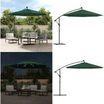 Parasol avec éclairage led 300 cm Poteau en métal Vert - Parasol Jardin - Parasol Suspendu - Parasol Led - Parasol Décoratif - Ombre Uv - Home &