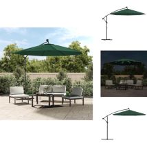 Parasol avec éclairage led 300 cm Poteau en métal Vert - Parasol Jardin - Parasol Suspendu - Parasol Led - Parasol Décoratif - Ombre Uv