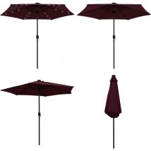 Parasol de jardin lumières led et mât aluminium rouge bordeaux - Parasol De Jardin - Parasol Extérieur - Parasol Lumineux - Parasol Led - Parasol