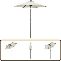 Parasol avec lumières led sable 200x211 cm aluminium - Parasol - Parasol De Jardin - Parasol Extérieur - Parasol Inclinable - Parasol Avec Lumière Led