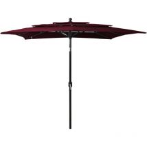 Parasol de jardin à 3 niveaux mât en aluminium rouge bordeaux vidaXL