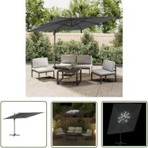 The Living Store Parasol cantilever à led Anthracite 400x300 cm - Parasol Jardin - Parasol Cantilever - Parasol Led - Parasol Extensible - Parasol