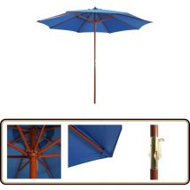 Parasol avec mât en bois 300x258 cm Bleu - Parasol - Parasol Exterieur - Parasol Bois - Parasol Bleu - Parasol Rectangulaire