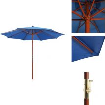 Parasol avec mât en bois 300x258 cm Bleu - Parasol - Parasol Exterieur - Parasol Bois - Parasol Bleu - Parasol Rectangulaire