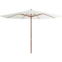Bonnevie - Parasol avec mât - Parasol de Jardin Parasol droit en bois 350 cm Blanc sable BV625592
