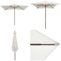Parasol avec poteau en bois 200 x 300 cm Blanc crème - Parasol - Parasol De Jardin - Ombrelle Extérieure - Parasol En Bois - Parasol Blanc - Home &