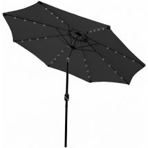 Parasol Gris Incinable Pour Centre de Table Ombrage de 2.7M 32 led Energie Solaire Protection uv JTerrasse Patio Cour Piscine Jardin Héxagonale