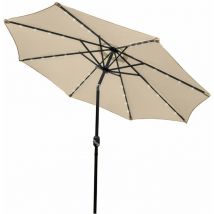 Parasol Noir Incinable Pour Centre de Table Ombrage de 2.7M 32 led Energie Solaire Protection uv JTerrasse Patio Cour Piscine Jardin Héxagonale