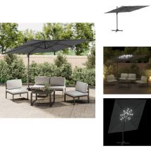 Parasol cantilever à LED Anthracite 400x300 cm - Parasol Jardin - Parasol Cantilever - Parasol Led - Parasol Extensible - Parasol Rectangulaire