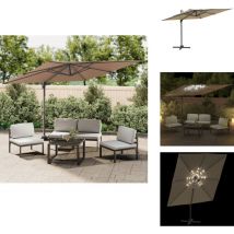 Parasol cantilever à led Taupe 400x300 cm - Parasol Jardin - Parasol Cantilever - Parasol Led - Parasol Taupe - Parasol Extérieur