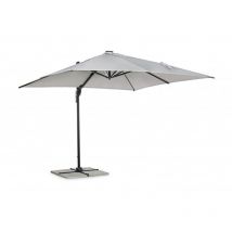 Parasol carré 3x3 mètres gris clair avec poteau latéral en aluminium anthracite et led - Gardenia