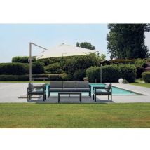 Giardino - Parasol carré 3x3 m avec mât latéral en aluminium Tourterelle - Primula