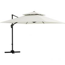 Parasol carré déporté zaros écru