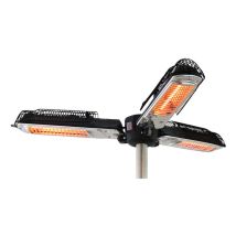 Chauffage électrique Bari 3 Têtes - Extérieur - 3 positions de chauffe 650/1300/ 2000 w - Adaptable sur un mât de 25 à 60 mm (mât non fourni) -100 x