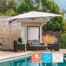 Elios Parasols - Parasol de jardin déporté réglable et pivotant effet bois Jungle