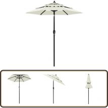 Parasol de jardin à 3 niveaux avec mât en aluminium sable 2 m - Parasol De Jardin - Parasol Extérieur - Parasol Beige - Parasol 3 Niveaux - Parasol