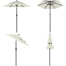 Parasol de jardin à 3 niveaux avec mât en aluminium sable 2 m - Parasol De Jardin - Parasol Extérieur - Parasol Beige - Parasol 3 Niveaux - Parasol