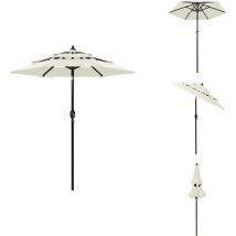 Parasol de jardin à 3 niveaux avec mât en aluminium sable 2 m - Parasol De Jardin - Parasol Extérieur - Parasol Beige - Parasol 3 Niveaux - Parasol