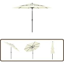 Parasol de jardin à 3 niveaux avec mât en aluminium sable 3 m - Parasol De Jardin - Parasol Extérieur - Parasol Beige - Parasol 3 Niveaux - Parasol
