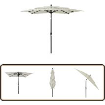Parasol de jardin à 3 niveaux avec mât en aluminium sable - Parasol De Jardin - Parasol Rectangulaire - Parasol Beige - Parasol 3 Niveaux - Parasol