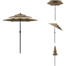 Parasol de jardin à 3 niveaux avec mât en aluminium taupe 2 m - Parasol De Jardin - Parasol Extérieur - Parasol Taupe - Parasol 3 Niveaux - Parasol