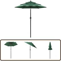 Parasol de jardin à 3 niveaux avec mât en aluminium vert 2 m - Parasol De Jardin - Parasol Extérieur - Parasol Vert - Parasol 3 Niveaux - Parasol