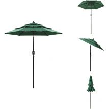Parasol de jardin à 3 niveaux avec mât en aluminium vert 2 m - Parasol De Jardin - Parasol Extérieur - Parasol Vert - Parasol 3 Niveaux - Parasol