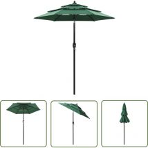 The Living Store Parasol de jardin à 3 niveaux avec mât en aluminium vert 2 m - Parasol De Jardin - Parasol Extérieur - Parasol Vert - Parasol 3
