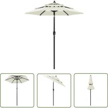 The Living Store Parasol de jardin à 3 niveaux avec mât en aluminium sable 2 m - Parasol De Jardin - Parasol Extérieur - Parasol Beige - Parasol 3