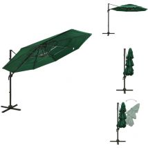 Parasol de jardin à 4 niveaux avec mât en aluminium vert 3x3 m - Parasol De Jardin - Parasol Extérieur - Parasol Vert - Parasol 3x3 Mètres - Parasol
