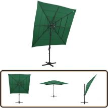 Parasol de jardin à 4 niveaux avec mât en aluminium vert - Parasol De Jardin - Parasol Extérieur - Parasol Vert - Parasol 4 Niveaux - Parasol