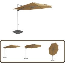 Parasol de jardin avec base portable taupe - Parapluie De Jardin - Parasol Extérieur - Parasol Taupe - Parasol Inclinable - Parasol Rotatif