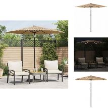 Parasol de jardin avec LED et mât en acier marron 223x223x213cm - Parasol De Jardin - Parasols De Jardin - Parasol - Parapluie