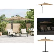 Parasol de jardin avec LED et mât en acier marron 246x246x230cm - Parasol De Jardin - Parasols De Jardin - Parasol - Parapluie