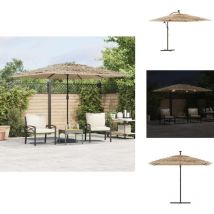 Parasol de jardin avec led et mât en acier marron 290x290x238cm - Parasol De Jardin - Parasols De Jardin - Parasol - Parapluie