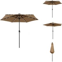 Parasol de jardin avec lumières led et mât en aluminium taupe - Parasol De Jardin - Parasol Exterieur - Parasol Led - Parasol Avec Lumière - Parasol
