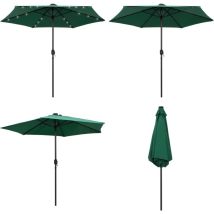 Parasol de jardin avec lumières led et mât en aluminium vert - Parasol De Jardin - Parasol Extérieur - Parasol Avec Lumière Led - Parasol Vert