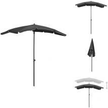 Parasol de jardin avec mât 200x130 cm anthracite - Parasol De Jardin - Parasol Exterieur - Parasol Rectangulaire - Parasol Inclinable - Parasol Avec