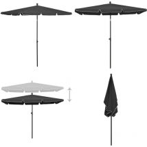 Parasol de jardin avec mât 210x140 cm Anthracite - Parasol De Jardin - Parasol Exterieur - Parasol Rectangulaire - Parasol Inclinable - Parasol