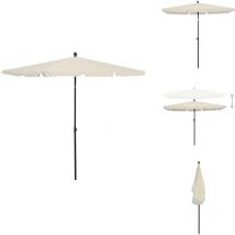 Parasol de jardin avec mât 210x140 cm Sable - Parasol De Jardin - Parasol Exterieur - Parasol Rectangulaire - Parasol Inclinable - Parasol Résistant