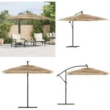 Parasol de jardin avec mât en acier marron 246x246x230 cm - Parasol De Jardin - Parasol Extérieur - Parasol Rectangulaire - Parasol Brun - Parasol