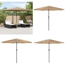 Parasol de jardin avec mât en acier marron 388x388x248 cm - Parasol De Jardin - Parasol Extérieur - Parasol Rectangulaire - Parasol Brun - Parasol